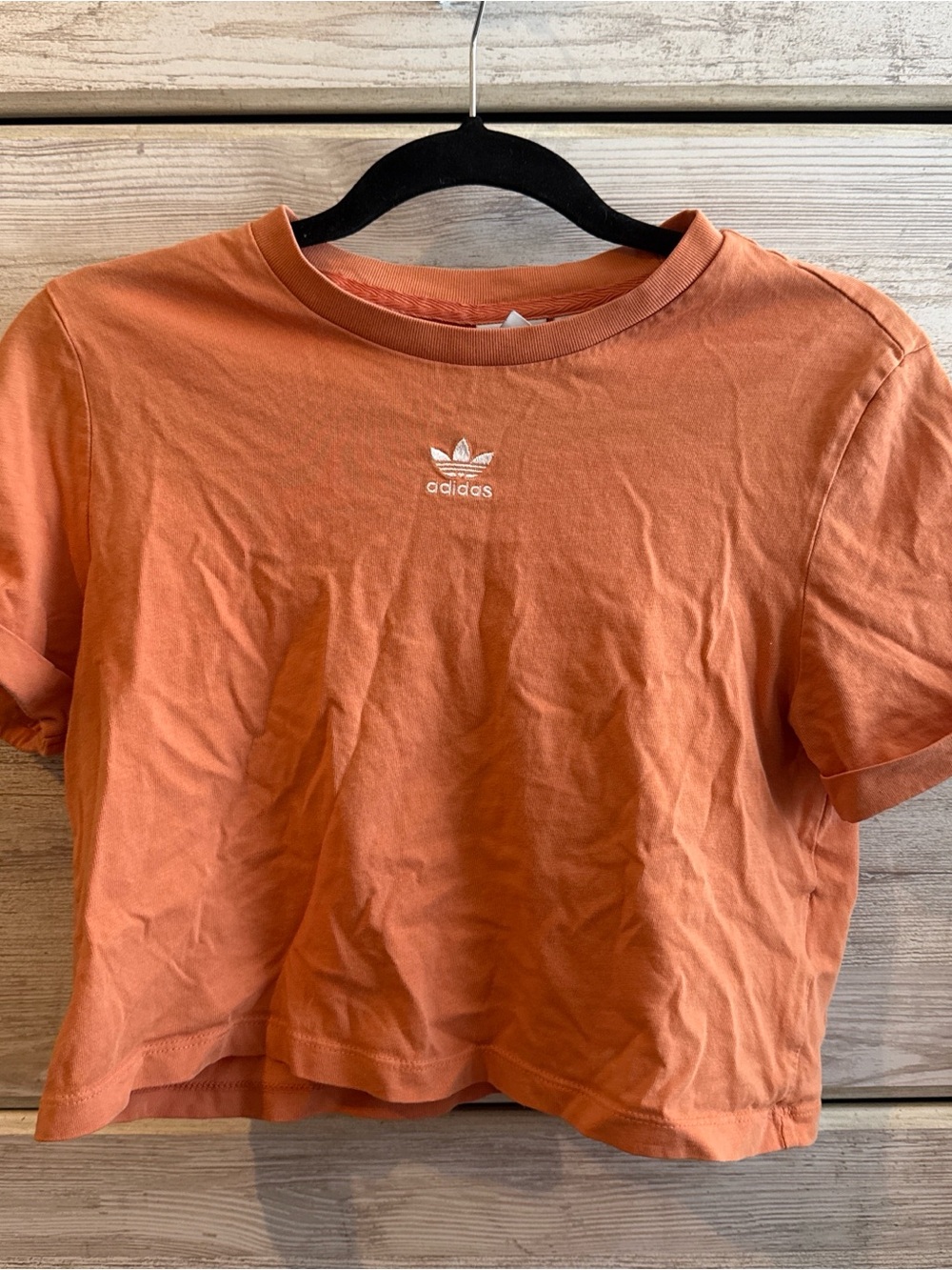adidas Orange Cropped Trefoil Tee